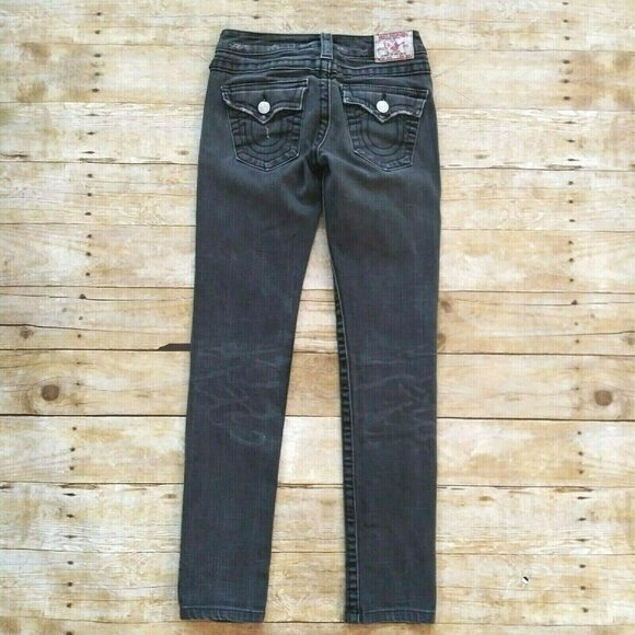 Women's True Religion Julie Skinny Button Flap Pockets Jeans 26x28.5 USA - Picture 4 of 8